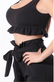 lee monet Crop It Out Black Pants Set