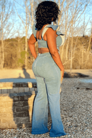 lee monet Cutout Denim Jumpsuit