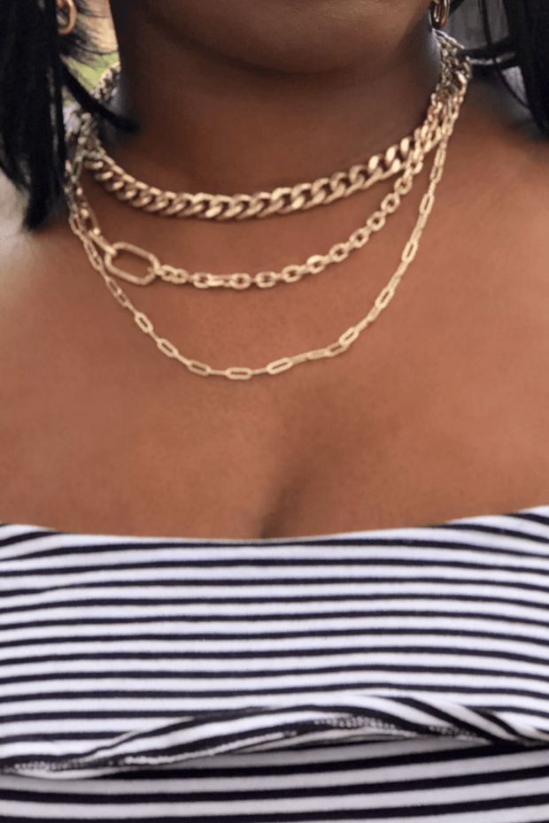 lee monet “Let’s Link Up” Chainlink Necklace- Gold