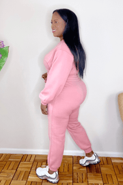 lee monet Outfit Sets Something Slight Cropped Pullover Jogger Set (Dusty Rose)