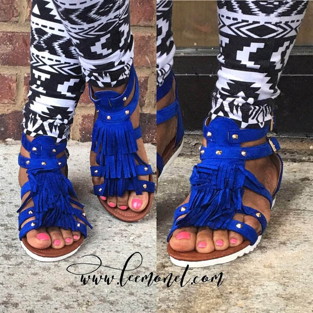 lee monet Shoes 6 / Blue Amiya Blue Gladiator Sandal