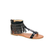lee monet Shoes Black / 10 Native Black Fringe Gladiator Sandal