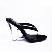 lee monet Spectacular Transparent Wedge Heel (Black)