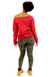 lee monet Tops Rosie Off the Shoulder Sweatshirt (Red)