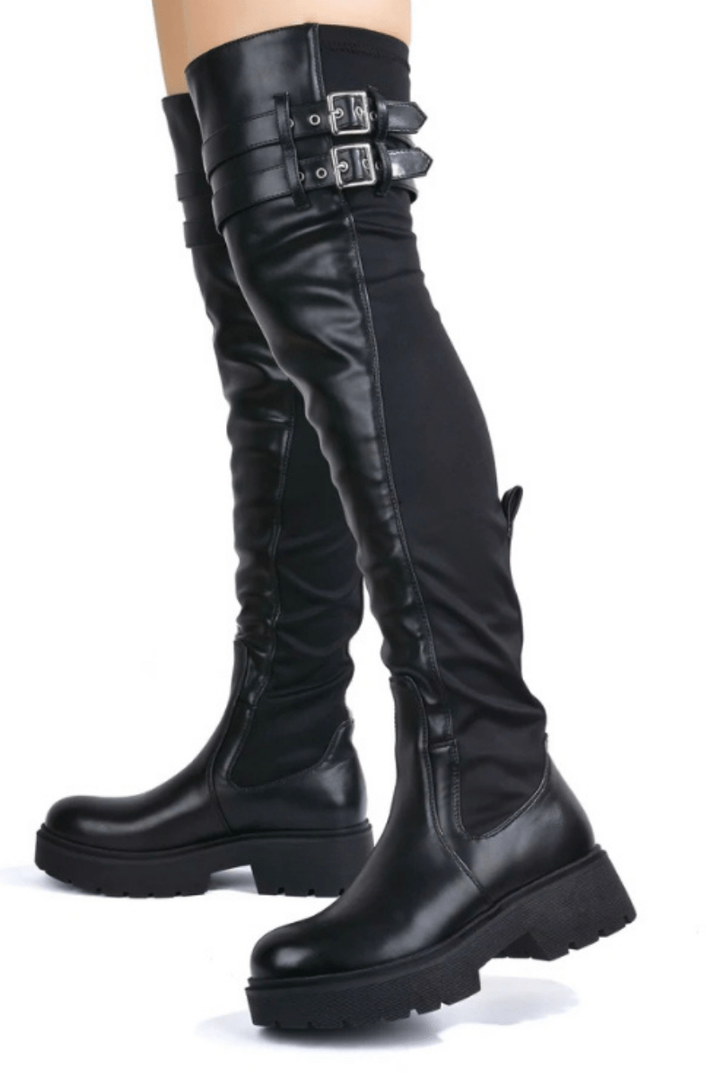 lee monet Traitor Over the Knee Boots (Black)