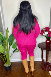 lee monet Wrap Asymmetrical Hem Sweater Set II- Hot Pink