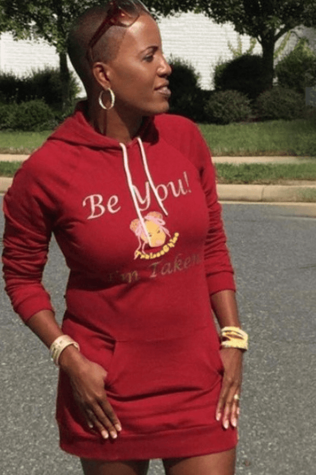 vendor-unknown Sale Cranberry / Fits All Be You Hoodie Sweat Dress- Cranberry